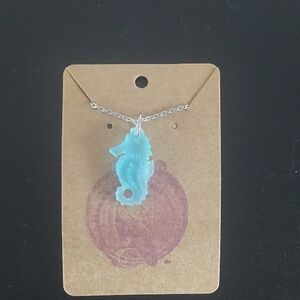 Light Blue Seahorse Pendant Necklace
